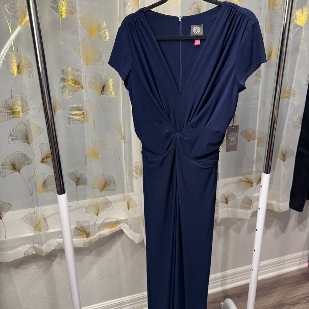 Vince Camuto Navy Blue V-Neck Dress